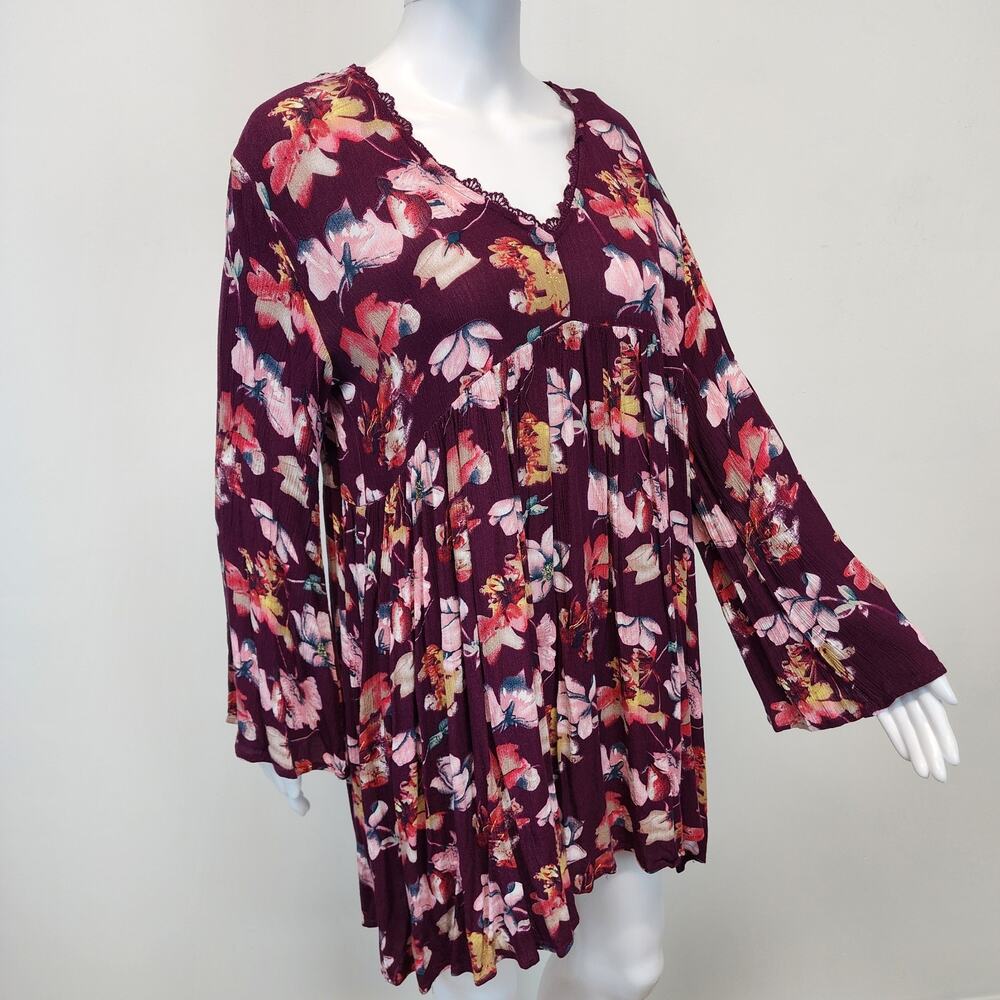 Gigio Maternity Dress Size S Floral Flare Sleeve V-neck Babydoll Rayon Boho Chic